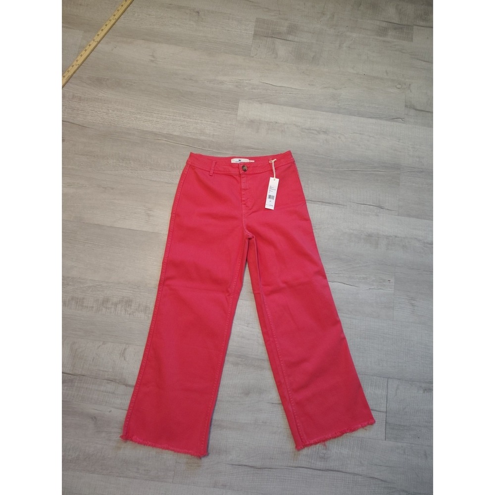 Vineyard Vines High rise Mariner Crop Denim Coral Red Pink‎ 27 pants wide leg